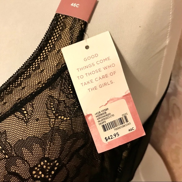 NWT Black Lace Cacique Unlined Bra 46C - Picture 4 of 9